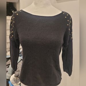 Dynamite Black Sweater with Gold Studs,small size